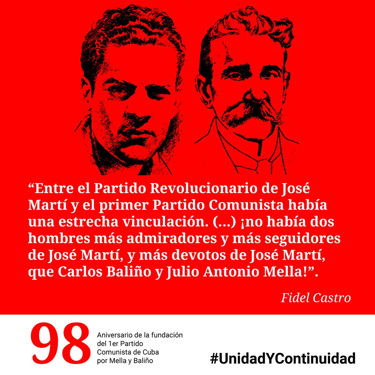 Se conmemora este miércoles 16 de agosto ,el 98 Aniversario de la Fundación del 1er <a href="/PartidoPCC/">Partido Comunista de Cuba</a> por Julio Antonio Mella y Carlos Baliño.
#UnidadYContinuidad 
#MujeresEnRevolucion
#EnsaAviacion 
#Cacsa