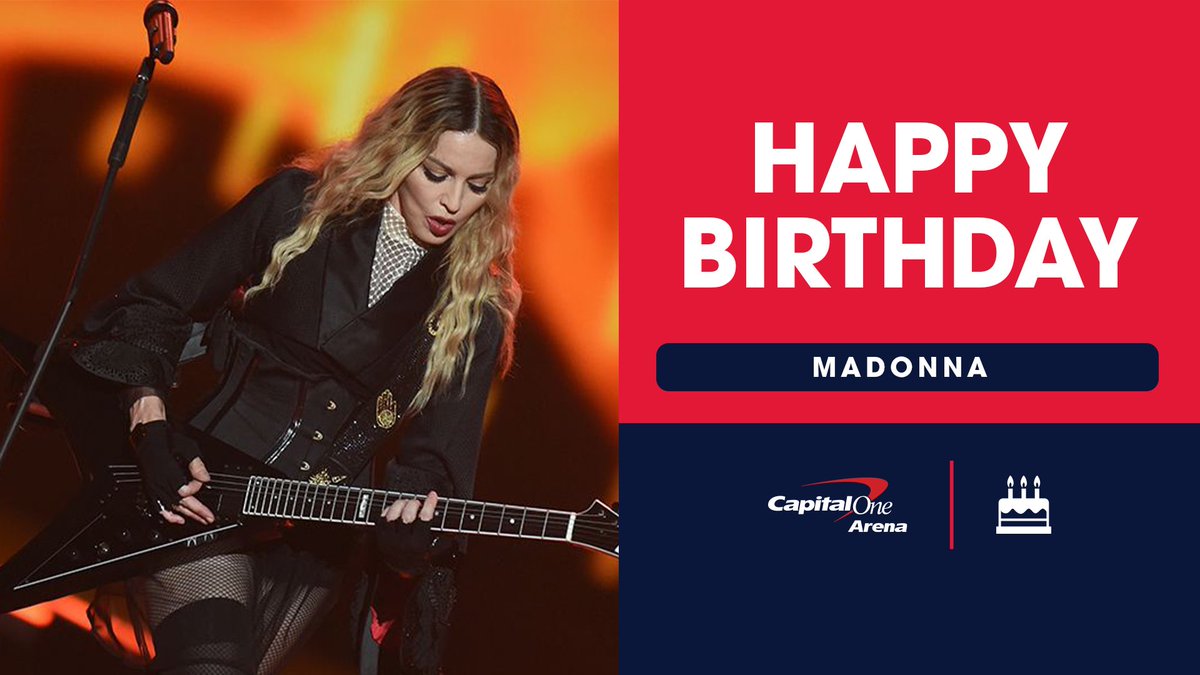 Wishing a Happy Birthday to our 'Material Girl', @Madonna! 🎂🥳🎉   Tickets are ON SALE NOW for The Celebration Tour on Dec. 18 & 19 at Capital One Arena! 🎟️: capitalonearena.com/events