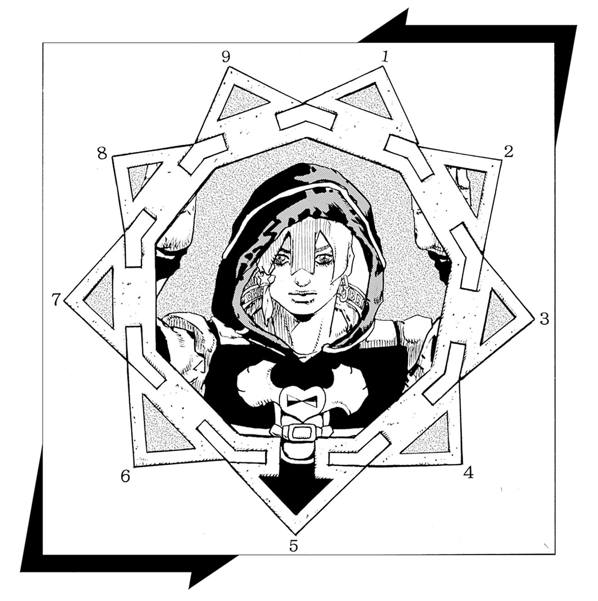 jojo_wiki's tweet photo. Inside Cover of The JOJOLands Volume 1
- An emblem of Part 9 and Jodio Joestar https://t.co/k198G5lVqU