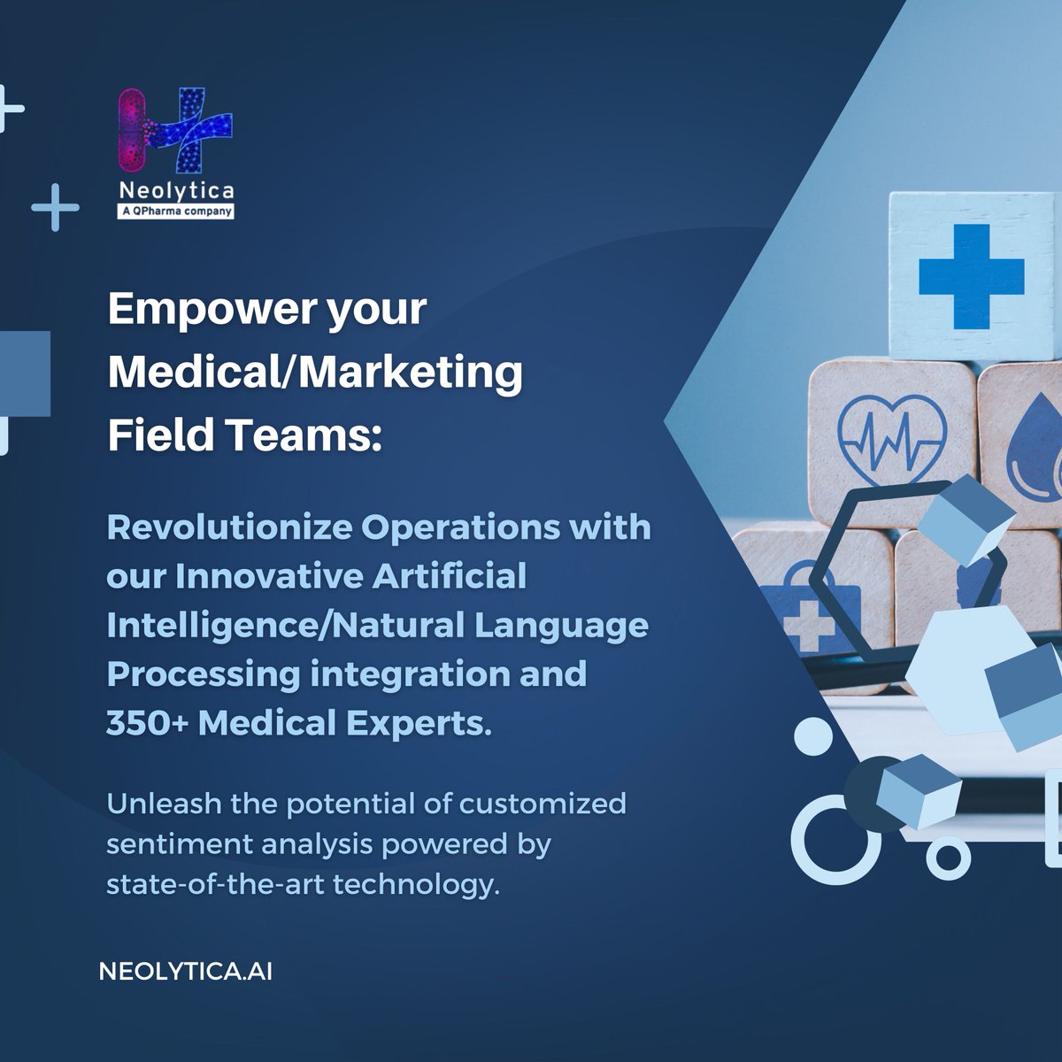 neolytica's tweet image. Elevate your Medical and Marketing Teams with our AI/NLP integration and 350+ Medical Experts.
Tap into customized sentiment analysis for data-driven decisions: neolytica.ai
#AIIntegration #MedicalExperts #HCPTargeting #KOLMapping #KOL #AI #NLP