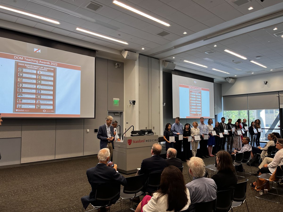 Teaching award winners presented today during Medicine Grand Rounds. Congratulations to all. <a href="/StanfordDeptMed/">Stanford Department of Medicine</a>
