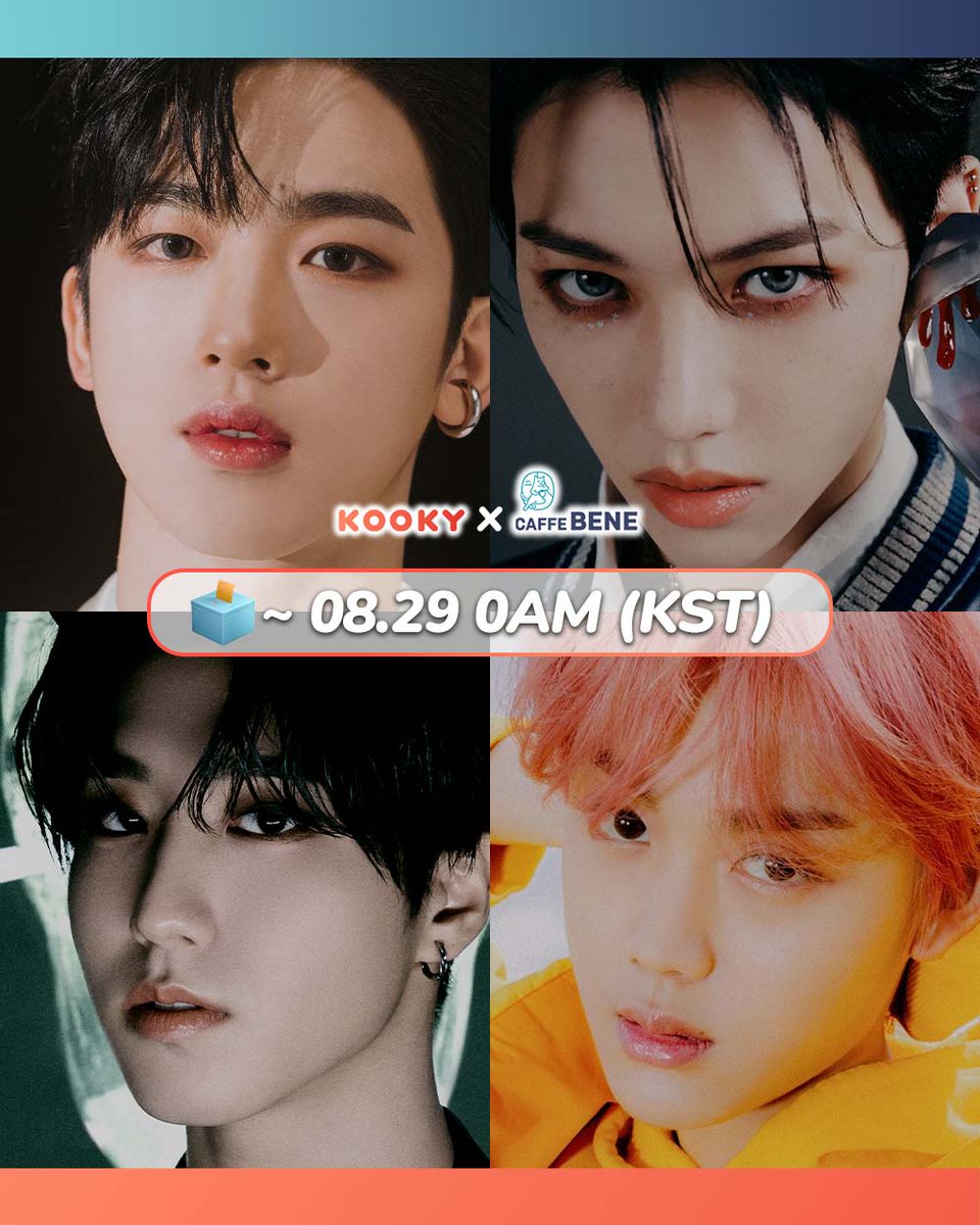 kooky__official's tweet photo. 🎂Sept Bday Cafe Event in SEOUL!

🗳️https://t.co/mBB74Lq73t
📅~August 28th 0AM (KST)

✅QRT Event For #StaryKids #HAN
1. Follow @kooky__official
2. Quote this tweet with #KookyBene, #CaffeBene & #KookyBdayCafe
3. Submit this form to get 100 Kookys to vote with!
☑️https://t.co/MCdUpxwkXD

💡1 RT / 1 QRT / 1 Like = Each 1 Vote (~24th 0AM)