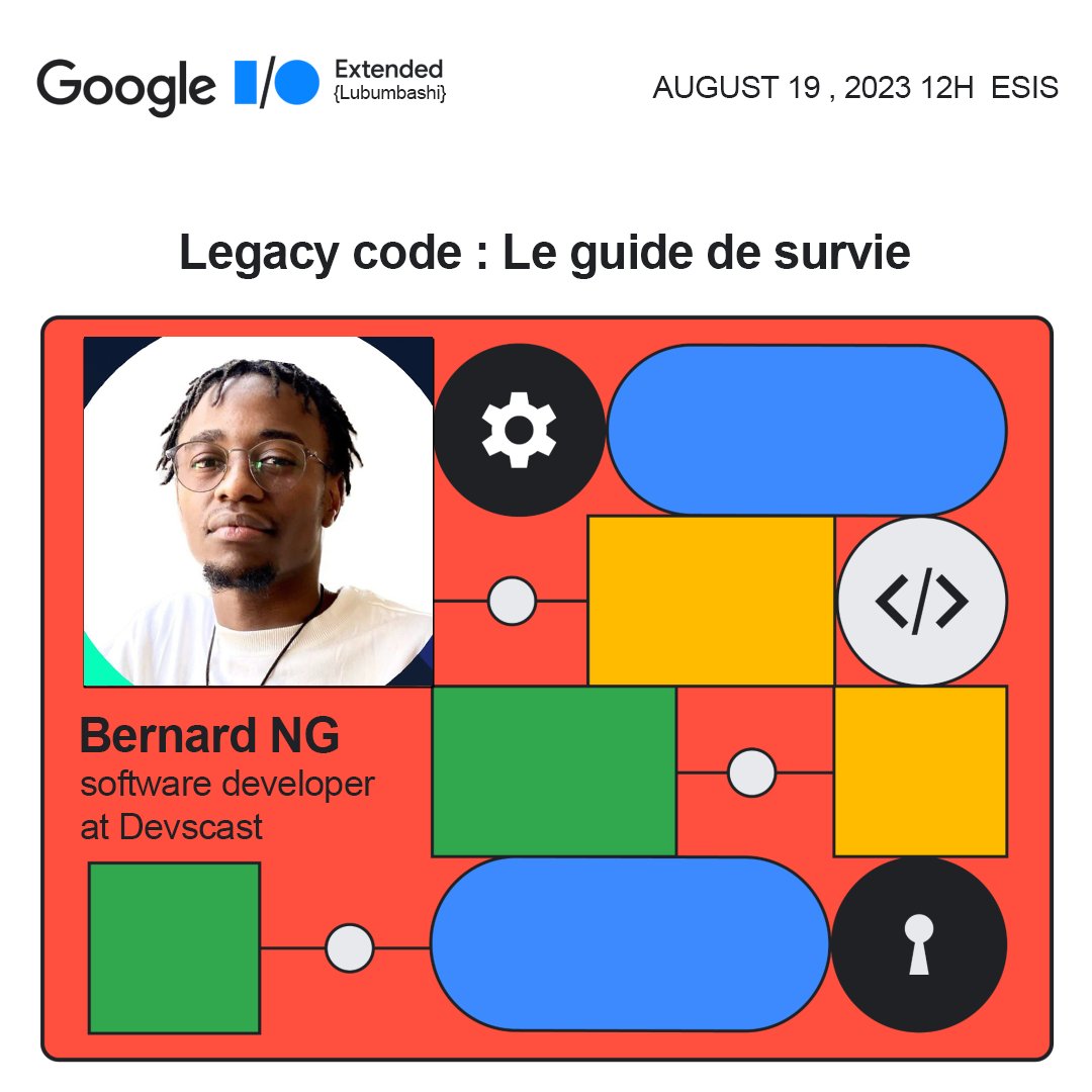 gdg_lubumbashi's tweet image. Retrouvez @BernardNgandu au #IOExtendedLubumbashi.  Il vous parler de comment survivre au un code qui a été écrit il y a longtemps, par quelqu&apos;un d&apos;autre, et qui n&apos;est pas vraiment bien écrit.

#GDGLubumbashi #IOExtended23