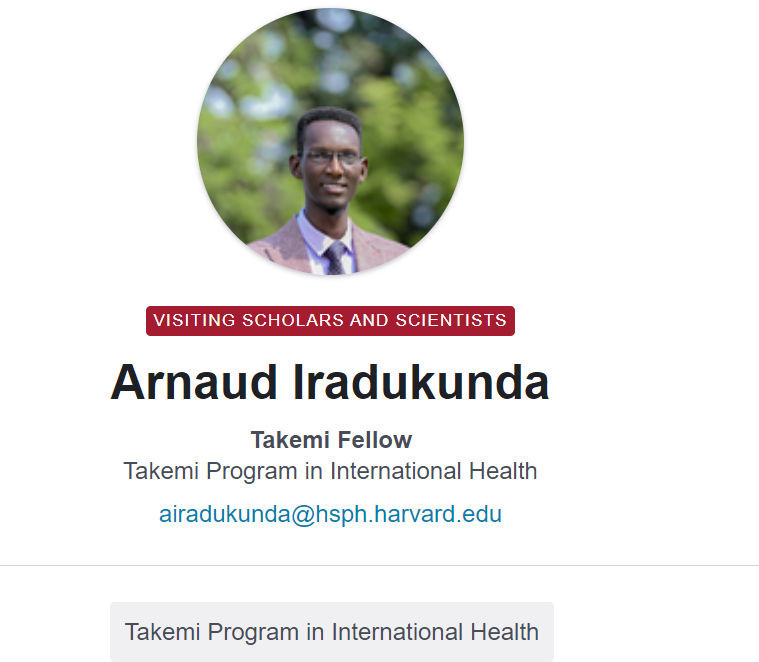 Arnechresearch's tweet photo. Dr Arnaud Iradukunda is Now Takemi Fellow at the Takemi Program in International Health at Harvard T.H. Chan School of Public Health.
https://t.co/tDAlBRAclD

@HavardUnivers 
@UB_Rumuri 
@ult_bi https://t.co/1lhgVKgRMj