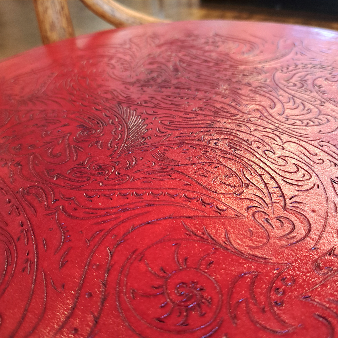 EclipseAtBM's tweet photo. Artist Claire Renaud has transformed a simple antique chair into a one of a kind work of art! Hand tooled and dyed leather really makes this chair a stunning statement piece.

#EclipseAB #shoplocal #wilmingtonnc #handmade #chair #antique #refurbished https://t.co/wG7DwJZjd6