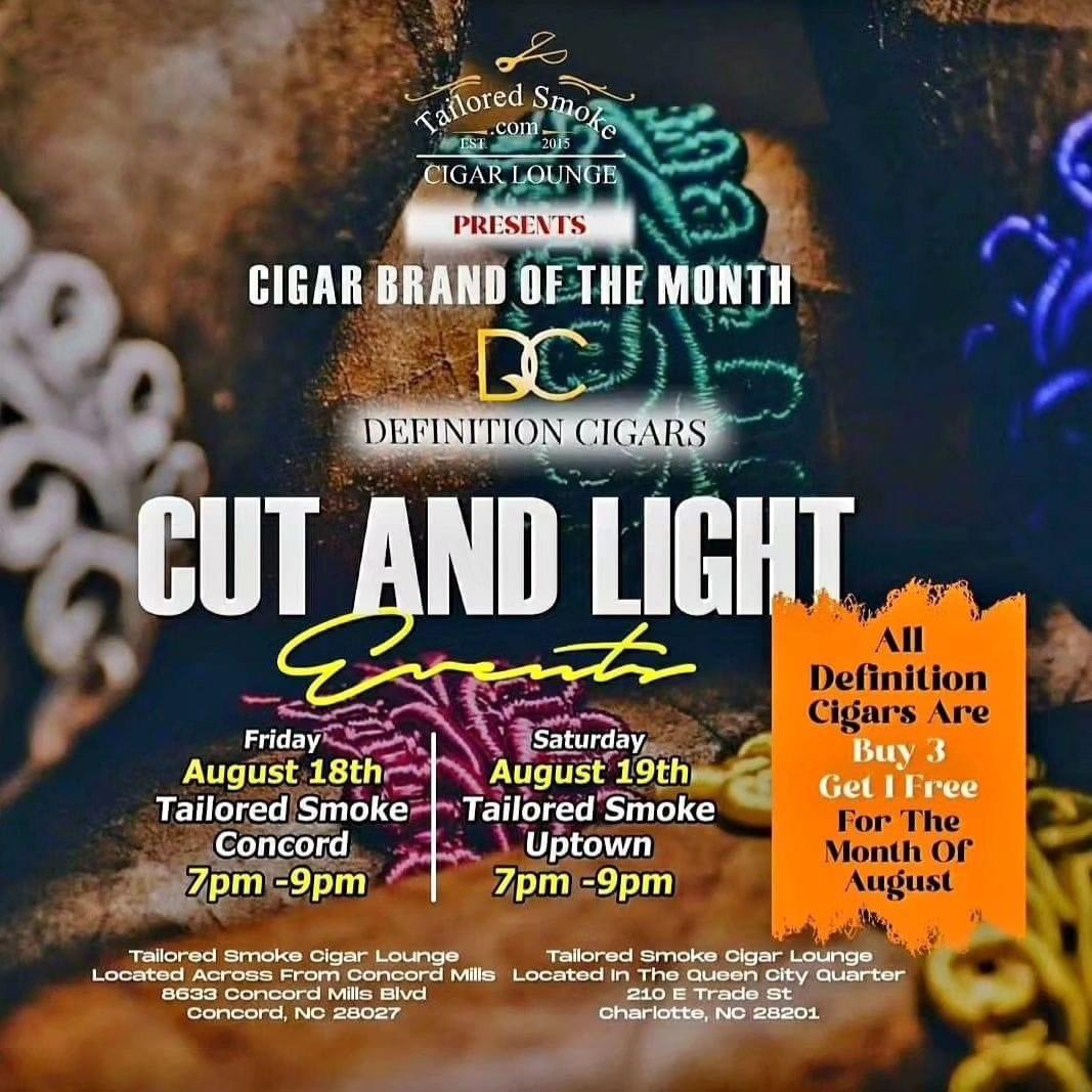 DefinitionCiga1's tweet photo. This weekend, the play for DC is Queen Charlotte, NC. Come out this Friday or Saturday or both nights to have a good time under the Definition Smoke. Tailored Smoke Cigar Lounge
Cigar Specials, Raffles, DC Swag at both locations.
#whatsyourdefinition #definitioncigars #cigars https://t.co/q1wr6g9JM3