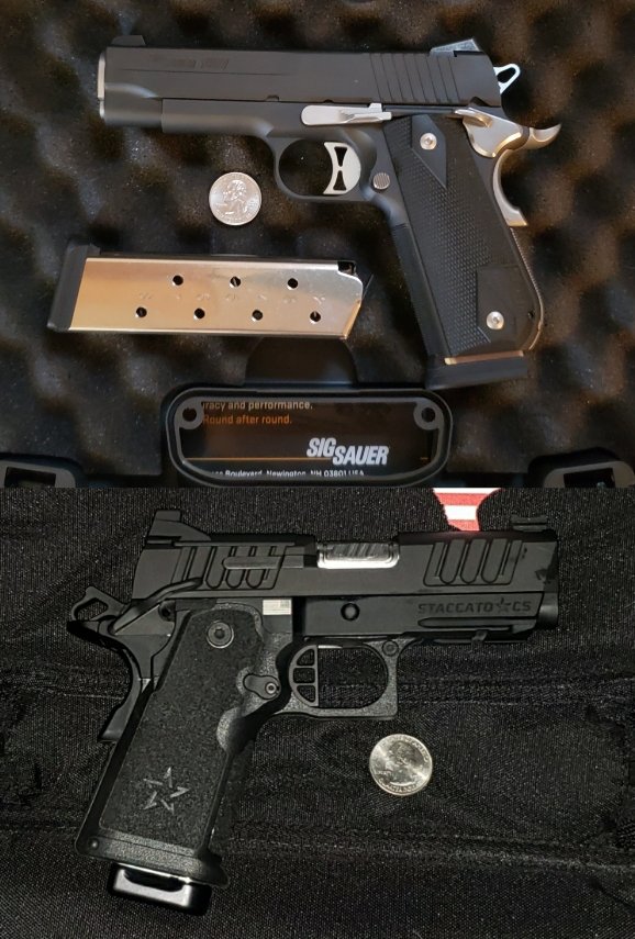 ego_biggest's tweet image. I have to go to Hartford this afternoon, should I go with the Sig 45 or Staccato 9mm?🤔 #Accessorizing