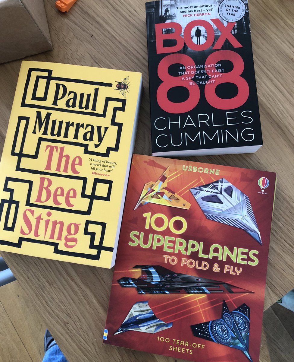 MaiaDunphy's tweet image. A good (and eclectic) haul for this year’s birthday book gifts! 😜❤️ @CharlesCumming #PaulMurray #paperplanes
