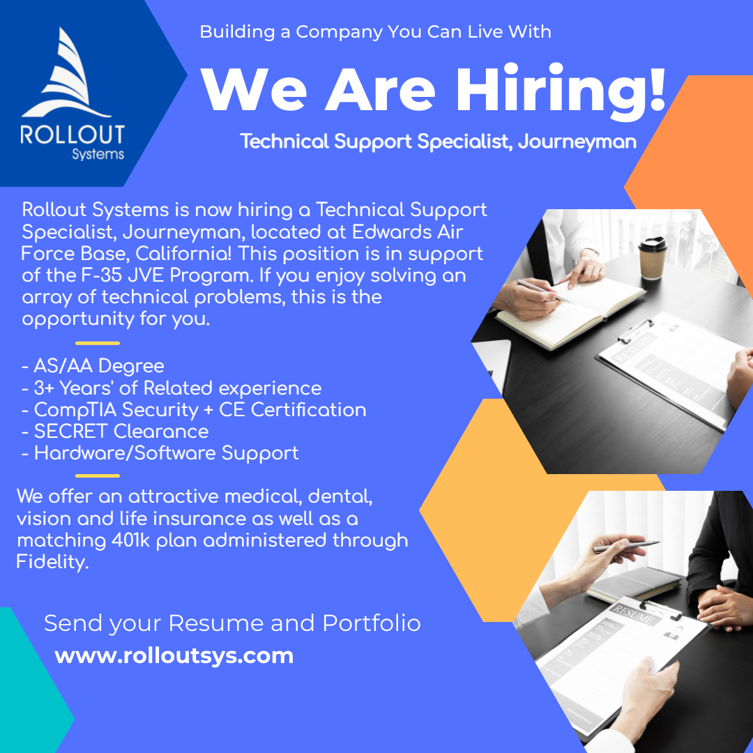 See the link below for the full position description. Qualified and interested? Apply today!
Position description: lnkd.in/dc-ubKFa

rolloutsys.com | @rolloutsys
#supportspecialist #servicedesk #technicalsupport #technicalsupportspecialist #nowhiring #applytoday