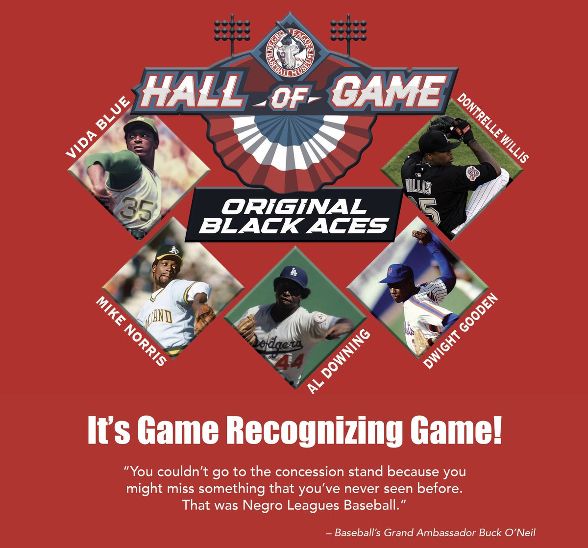 nlbmprez's tweet photo. Our HALL OF GAME Class of 2023 is an ode to the BLACK ACES: Vida Blue (posthumous), Al Downing, Dwight Gooden, Mike Norris and Dontrelle Willis. The ceremony, hosted by @GregProops, is at 8 pm, 9/9/23 at the Gem Theater! Tickets at https://t.co/XWM7ttE27J! @MLBNetworkRadio @MLB https://t.co/2XHA36JV1X