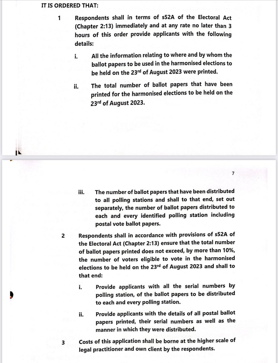 RETWEET

CCC has filed another important case against <a href="/ZECzim/">Zimbabwe Electoral Commission</a> regarding the printing of ballot papers.

It argues that the ballots were not printed without them knowing, they don’t know who printed the ballot papers, they don’t know how many ballots were printed and how they were