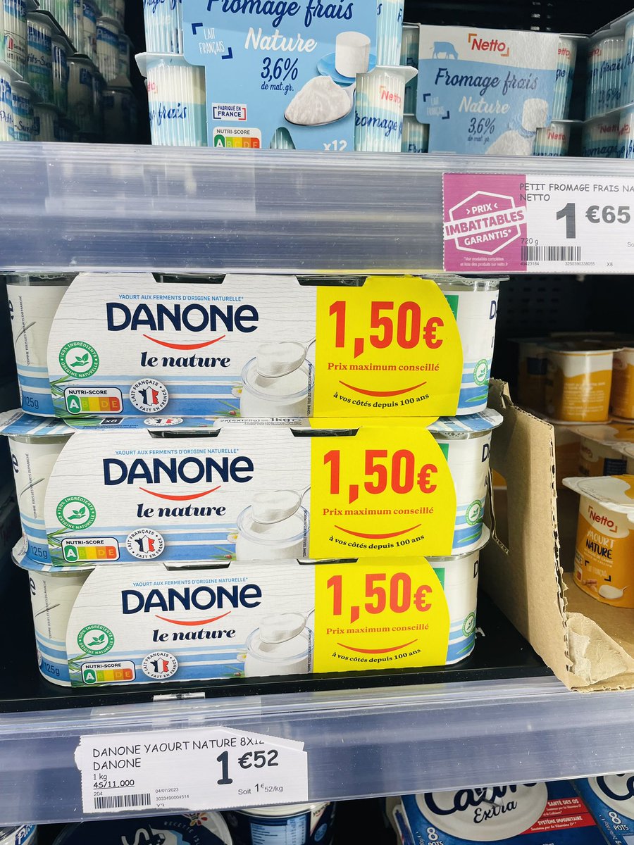 zoobaloox's tweet photo. @Dauvers70 Sois Danone met la barre trop haut , sois le pseudo hard discount NETTO se fiche de nous … 
Une idée @Dauvers70 https://t.co/2pBoWBBWY0