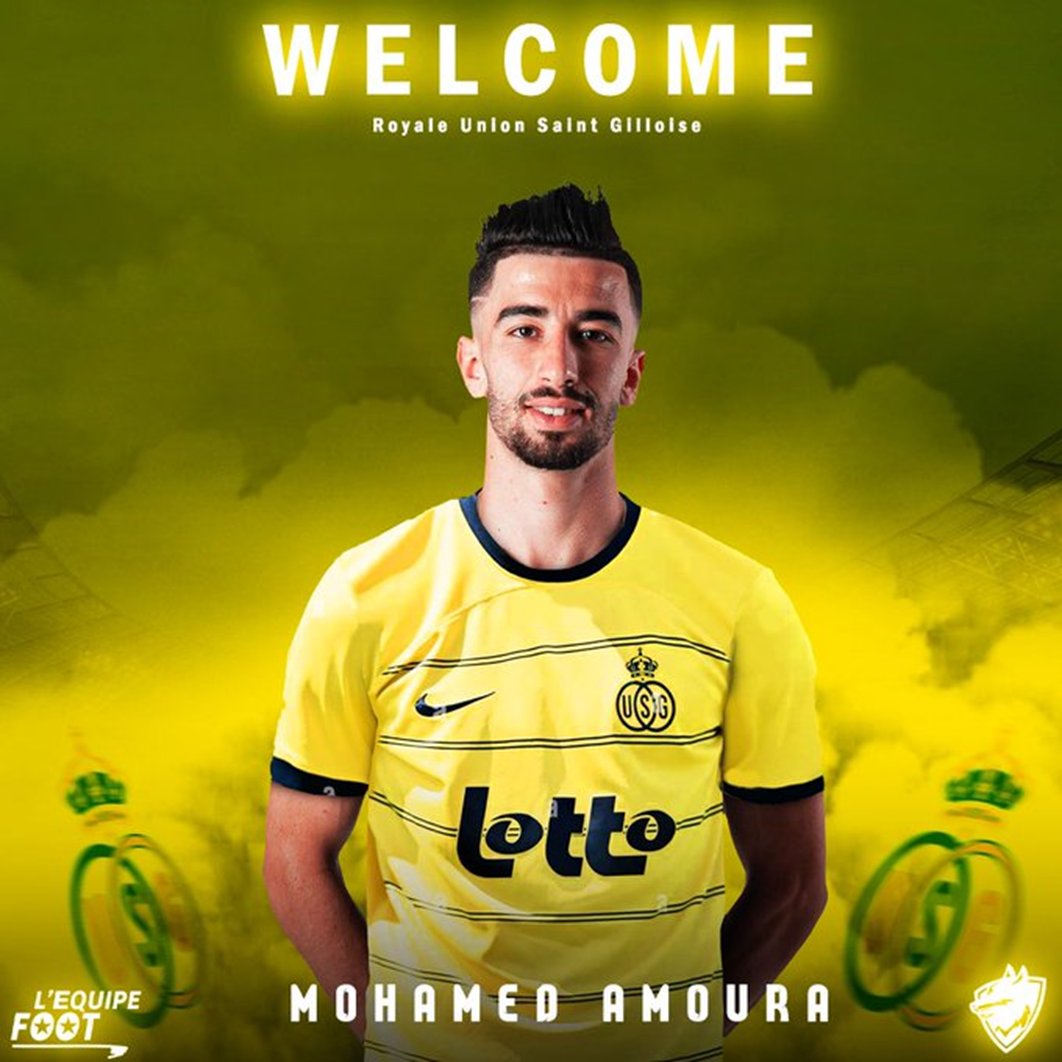 sachatavolieri's tweet photo. ✅ DONE DEAL. 
🟡 Mohamed Amoura a signé aujourd'hui son contrat avec l'Union St.Gilloise.
🇩🇿 Le buteur algérien a également posé avec le maillot jaune et bleu cet après-midi.
💬 Communication officielle de l'#USG attendue dans les prochaines 24 heures. #mercato #JPL https://t.co/vI5aOAehGw