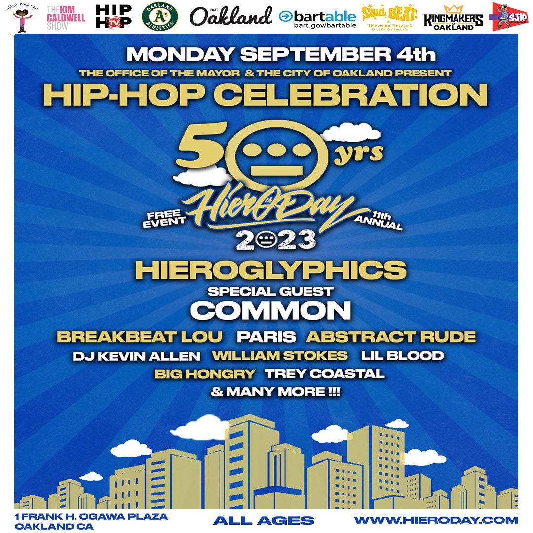Hiero Day 9.4.23 You ready? 🔥 1st artist announcement! More to come. FREE event but you need to RSVP. Link in bio. Let's go!! <a href="/common/">COMMON</a> @therealhierocrew @breakbeatlou  <a href="/paris_gfr/">PARIS</a> @abbeyrizzle <a href="/kvnalln/">Kevin Allen</a> @williamst0kes @3rdworldlilblood <a href="/bighongry/">RYAN HARRIS</a> @treycoastal #everydayishieroday