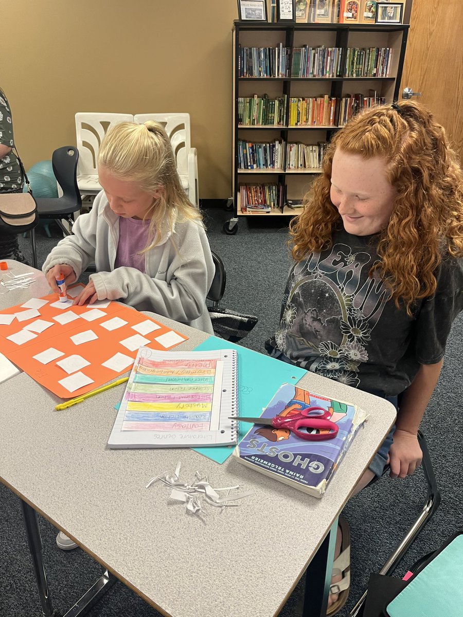 MrsMooreMCE's tweet photo. Working in pairs to play a classic matching game… But this time with literature genres and definitions!  We are also learning how to use our ELA Notebooks to help us with class work.  Great job, 5th grade! https://t.co/OsSAuKGNaV
