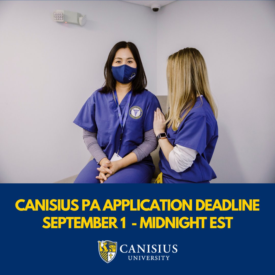 CanisiusGrad's tweet image. Attention future #PA students! A friendly reminder that the CASPA application for the #Canisius PA program closes September 1st at midnight EST. To learn more about application requirements visit the program page using the link in our bio!