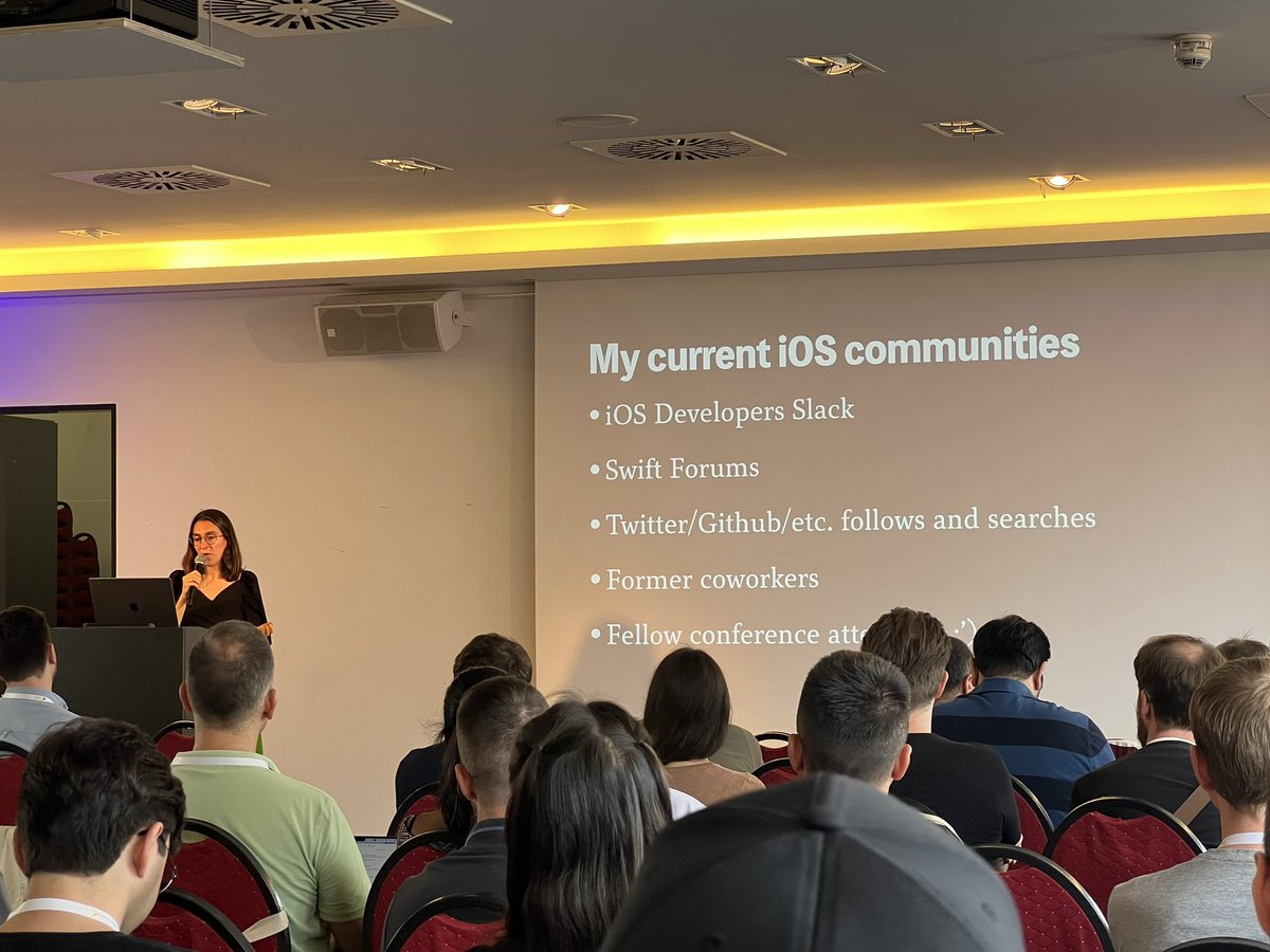 <a href="/zamzampooya/">Zamzam Pooya</a> <a href="/EmilioPelaez/">Emilio Peláez 🐘</a> <a href="/ModusCreate/">Modus Create, Inc.</a> <a href="/twostraws/">Paul Hudson</a> <a href="/peterfriese/">Peter Friese</a> Last up today is <a href="/alainakafkes/">us dollarlaina 💵</a> who I first saw speak at <a href="/uikonf/">UIKonf</a> in 2019 🤩👏🏻 really insightful talk and what stayed with me is once again the power of the ios community. Really love how Alaina persisted with this framework!!!!!