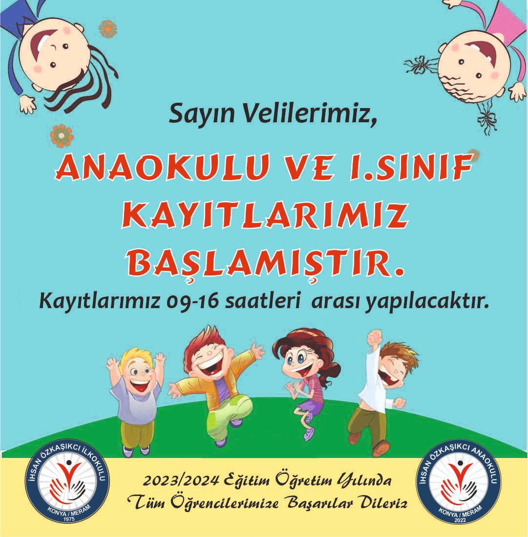 Sayın Velilerimiz 
Anaokulu kayıtlarımizda sınırlı sayıda kontenjanımız kamistir.Kayıt yapmakta acele ediniz lütfen.
<a href="/meramMEM/">Meram İlçe MEM</a> <a href="/mustafakoca42/">Mustafa Koca</a> <a href="/senoldogru23/">Hüseyin Şenol DOĞRU</a> <a href="/eylemiso/">eylem sonakalan</a> <a href="/MeramBelediyesi/">Meram Belediyesi</a>
