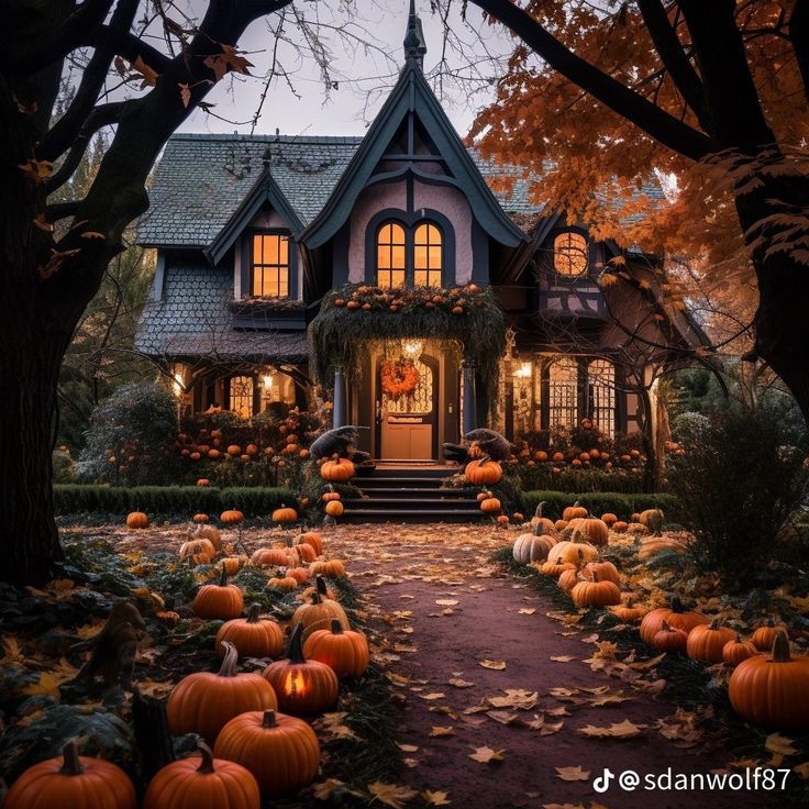 thespookygirll's tweet photo. cute little cottages 🎃🧡🌧 https://t.co/5StTzB6CeG