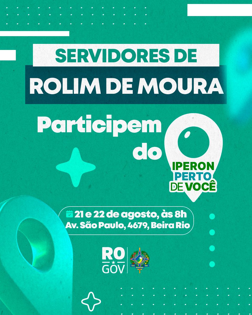 Iperonrondonia's tweet photo. ✅O Iperon Perto de Você chega a Rolim de Moura para passar informações aos servidores sobre previdência.

📲 Veja a programação completa no portal do Governo de Rondônia: https://t.co/KukU09Clge

#governoro #rondônia #govRO #iperon #previdencia #aposentadoria #rolimdemoura https://t.co/wDOSK6bX4k