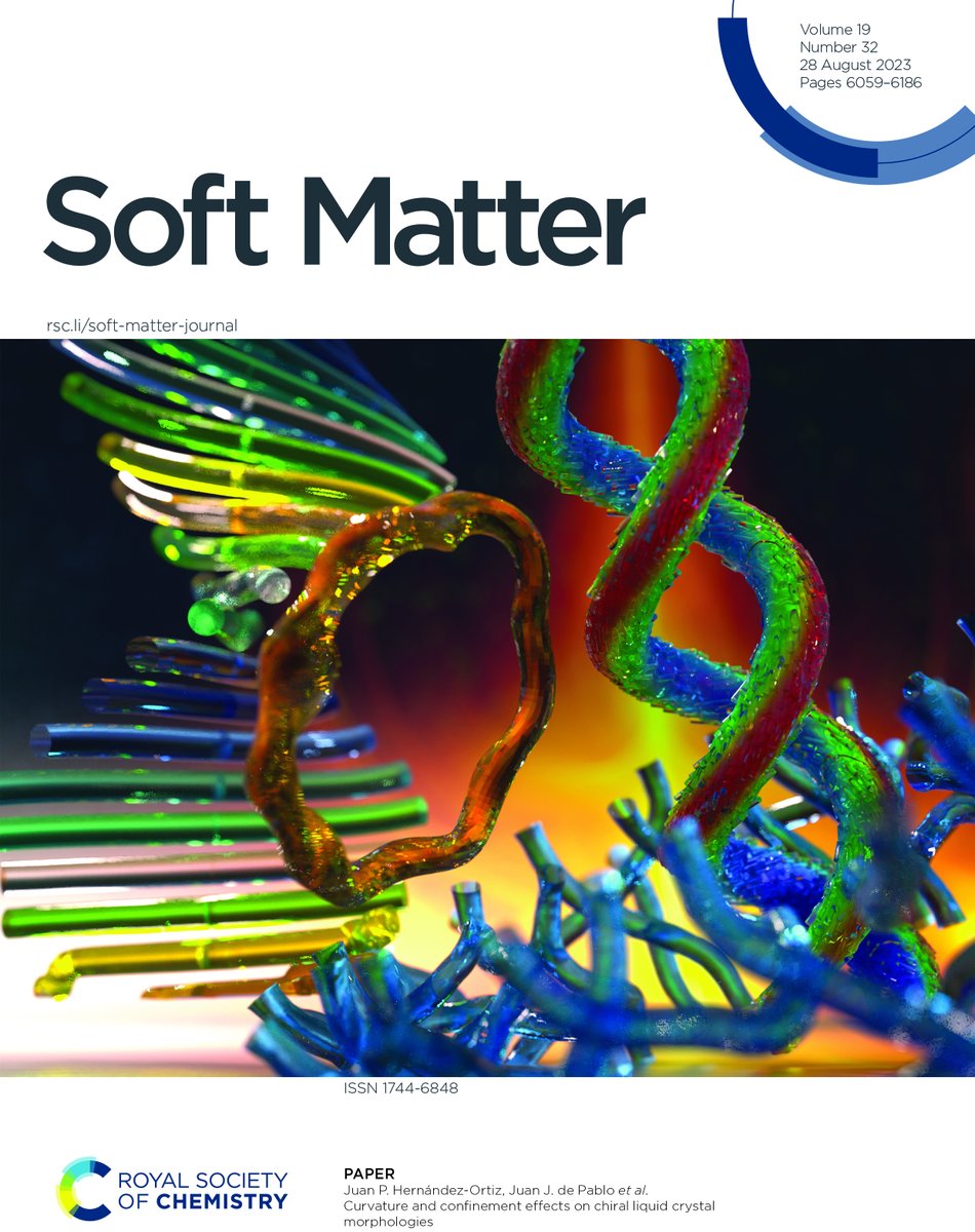 softmatter's tweet photo. This week's front cover article, Curvature and confinement effects on chiral liquid crystal   morphologies led by Viviana Palacio-Betancur, Julio C. Armas-Pérez, Juan P. Hernández-Ortiz and Juan J. de Pablo @Uchicago   https://t.co/YNMR3JIjHK https://t.co/RmdILkGshL