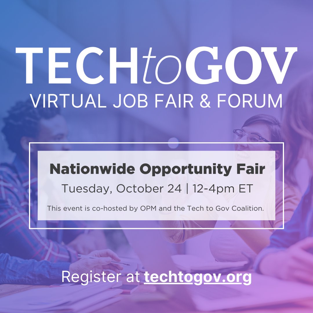 TechTalentProj's tweet image. Ready to make a difference in the public interest tech field? Join us on Oct 24 for the Tech to Gov National Forum and Job Fair! Explore opps. at all levels and fields, from gov roles to fellowship programs. Register now: app.brazenconnect.com/a/the_volcker_… #TechToGov #PublicInterestTech