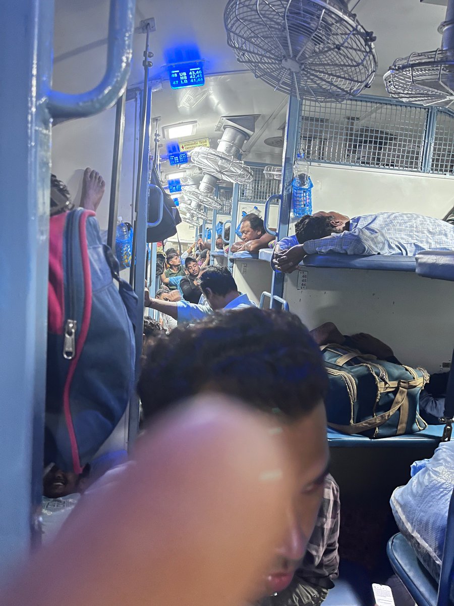Train no 12615 just before 10 min 
Its depart from bhopal 
In coach no s2 more than 300 person avilable but rpf and railway authority no action 
This coach airspring defenetly punchure because of overloading Before some time in bihar also one coach puncture because of overloading