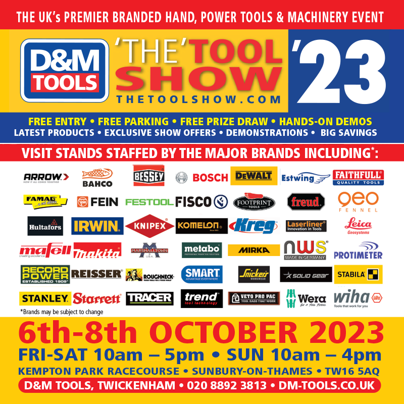 Check out some of the leading brands who will be exhibiting at The Tool Show at Kempton Park Racecourse on 6th - 8th October. Put the date in your diary! Full details on our dedicated show website: thetoolshow.com #TheToolShow #carpenters #woodturners #builders #joiners