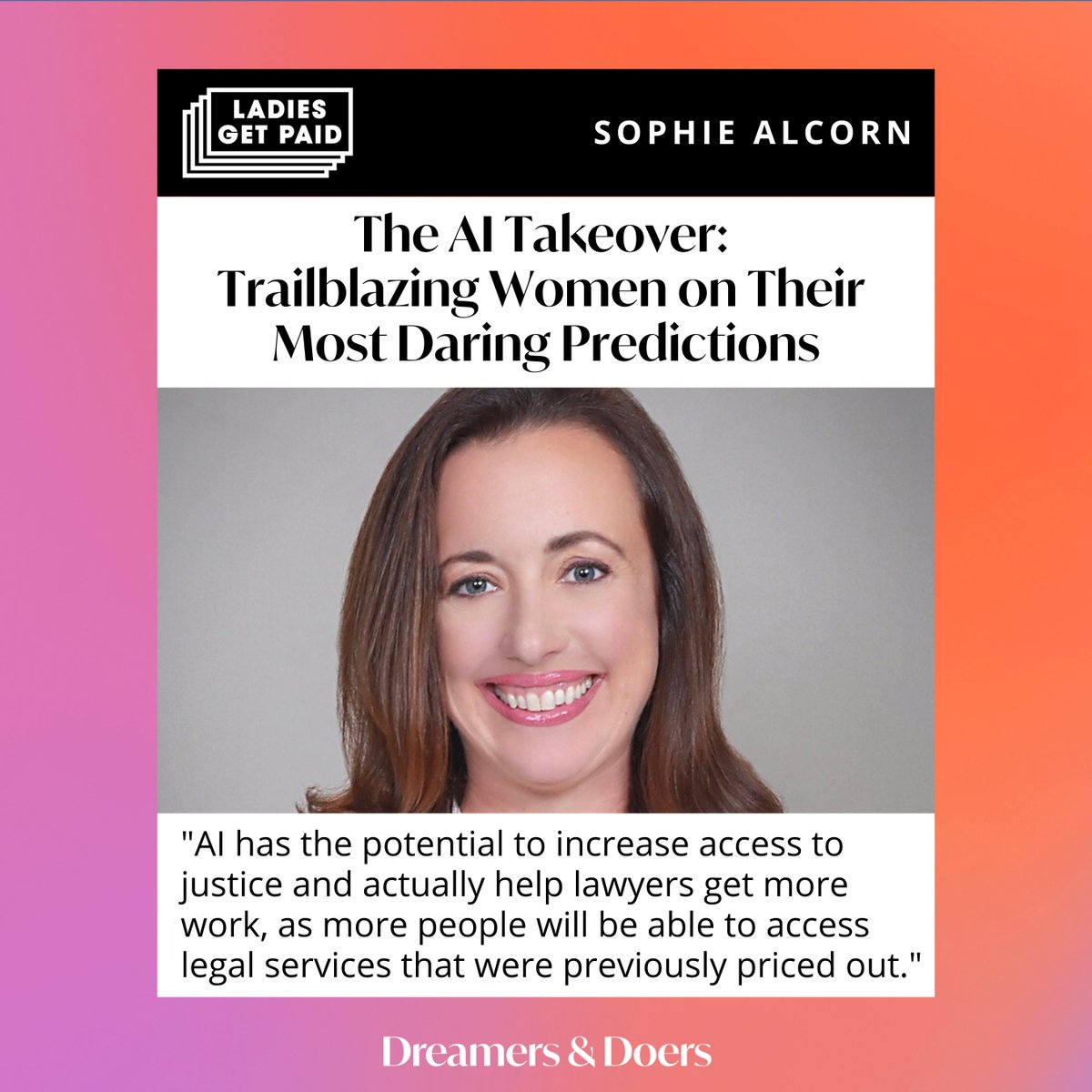 Our Founder & CEO, @Sophie_Alcorn, was featured in @ladiesgetpaid's 'Is AI Taking Over the World?' piece! 🌐🤖 Read her predictions and advice for embracing AI's potential here. ladiesgetpaid.com/blog/women-lea…