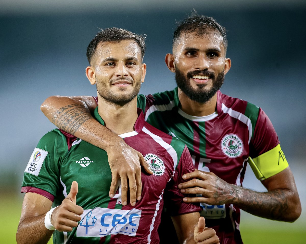 Sukalyan_MB's tweet photo. What a game by Mohun Bagan SG! They beat Machhindra FC 3-1 with goals from Anwar Ali (2) and Jason Cummings. Cummings scored a beauty for the club. They are through to the AFC Cup group stage. Well done, Mariners! 💚❤️ 🎉🎉#MBvMFC #AFCCup2023 #JoyMohunBagan #MBSG https://t.co/oRuKAUFfuR