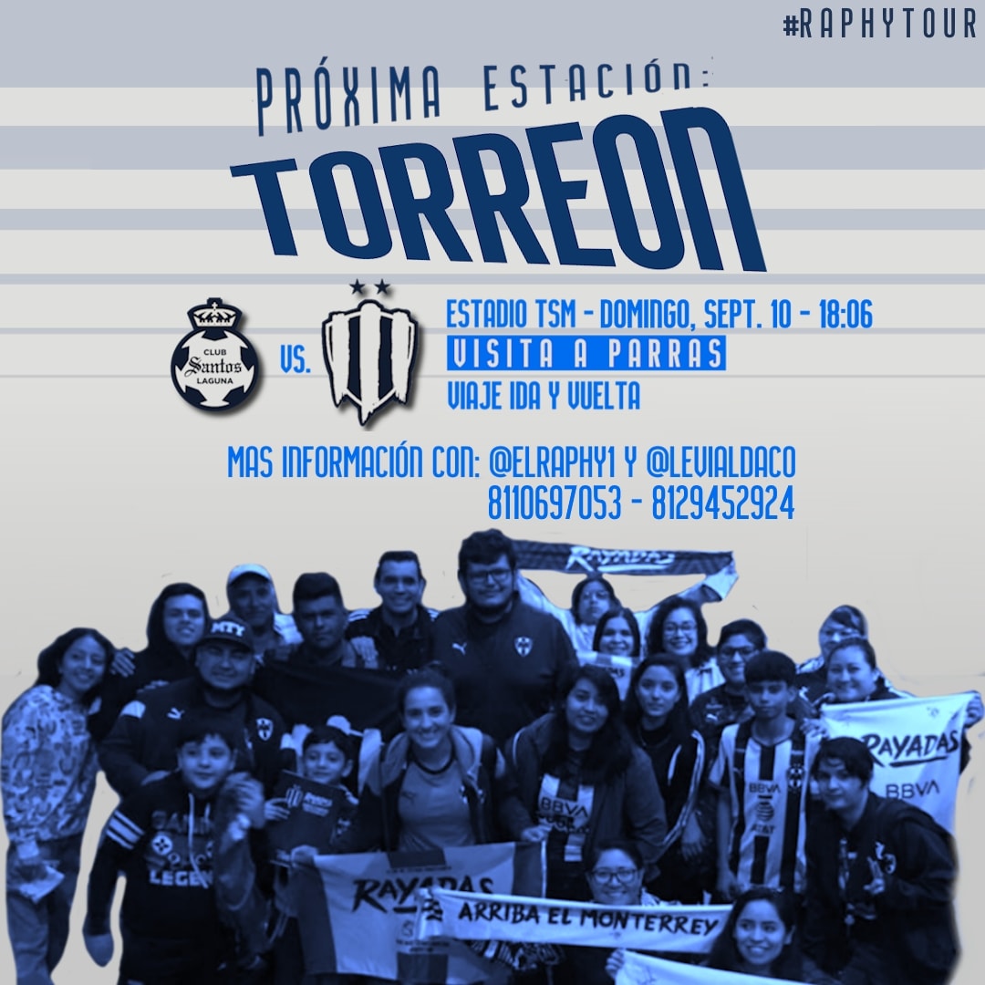 elraphy1's tweet photo. ⚠️⚠️⚠️
Torreón
2DO AUTOBÚS
2️⃣4️⃣LUGARES DISPONIBLES 

Viaja y apoya a las #Rayadas🇫🇮

Costo: $850
Incluye
🚌Viaje
🎟️🏟Boleto
🍇Visita a Parras

↗️Salida Domingo 10 de Septiembre 
📌🏟BBVA 
↙️Regreso al terminar el juego.

Separa con💲3️⃣0️⃣0️⃣ pesos

Vive la experiencia
#RaphyTour 😎 https://t.co/SsyBWCbxBa
