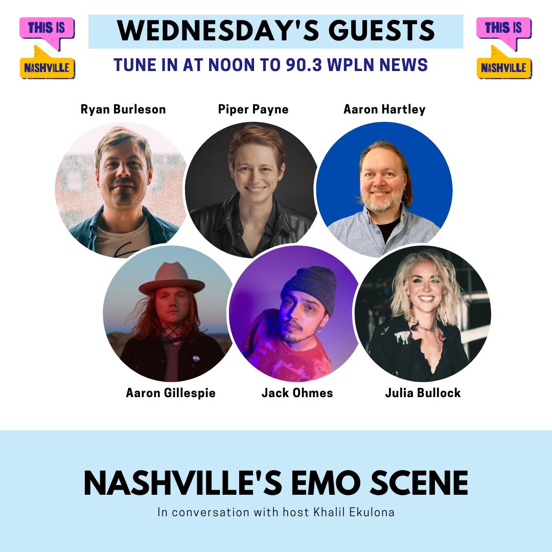 Since its meteoric rise in the early aughts, emo music has been alive and well in Music City. Today, we'll go backstage with some of Nashville's emo stars and the folks supporting them.

What's emo? We'll get to that!

wpln.org/post/episodes/…

Tune in at noon on 90.3FM or <a href="/wpln/">WPLN News - Nashville Public Radio</a>.