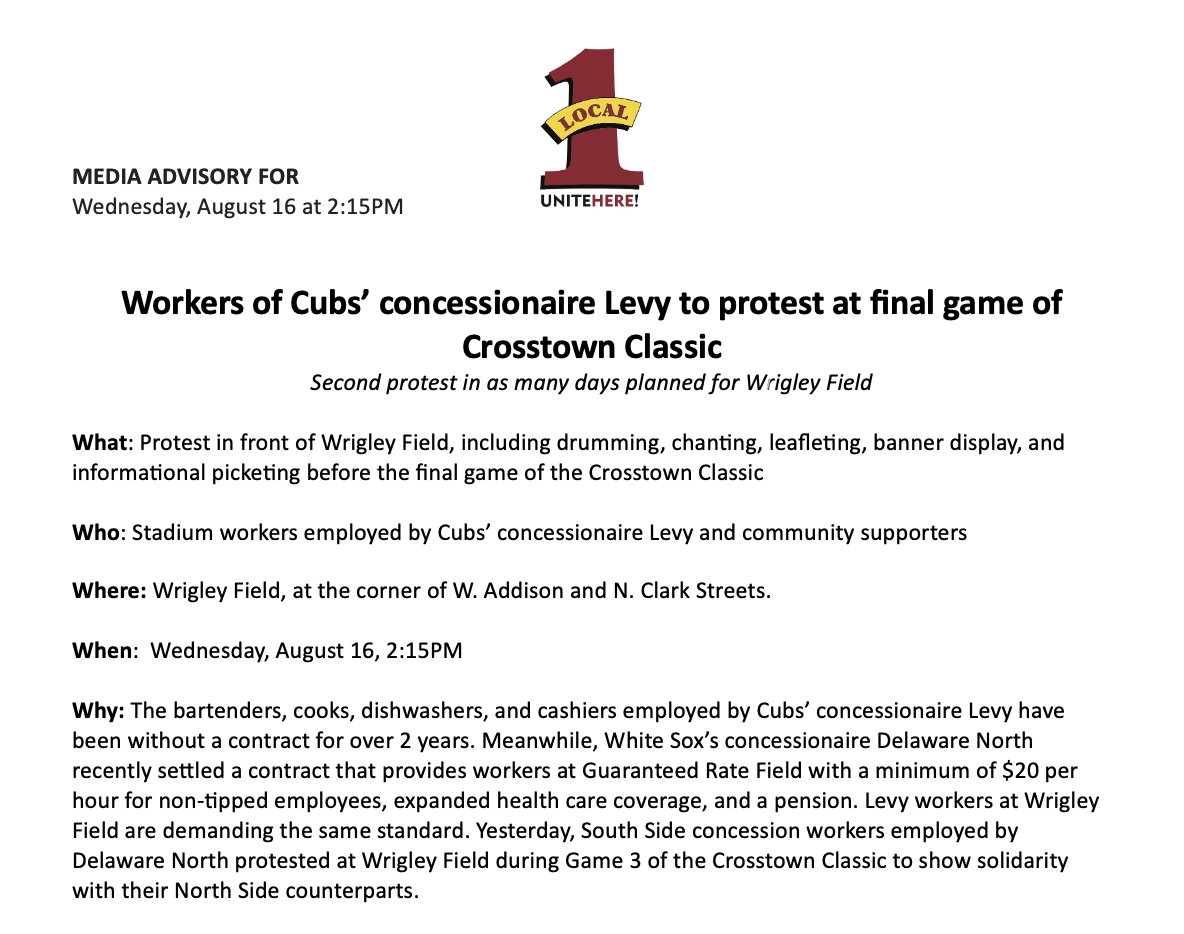 UniteHereLocal1's tweet image. ‼️⚾️‼️ We'll be back TODAY at 2:15PM!  If you missed us yesterday, come out and join us ! ⭐️⭐️
#CrosstownClassic #LevyStrikesOut #1u