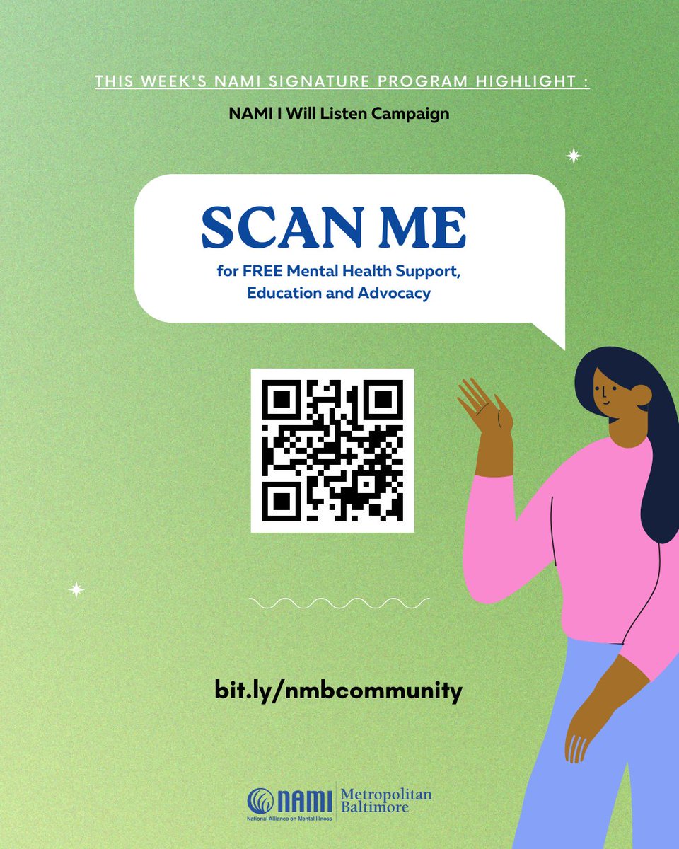 Are you interested in mental health education? We are excited to share our program, NAMI #IWillListen!

To learn more: visit the link in our bio, scan the QR code on the second page, or visit the provided bitly link!