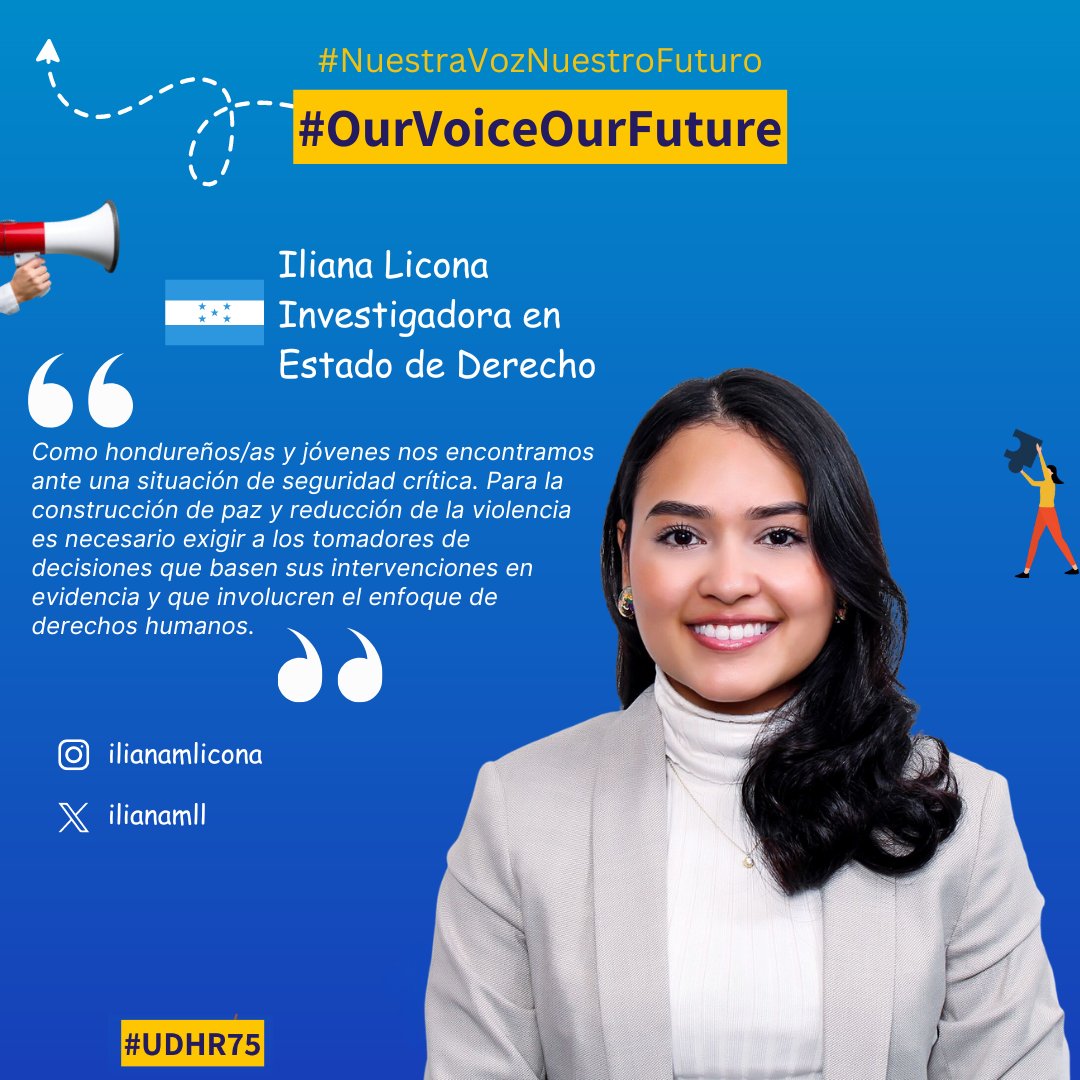 #OurVoiceOurFuture #NuestraVozNuestroFuturo 
Incluir un enfoque de #DDHH, basar en evidencia la toma de decisiones e incluir la participación juvenil es fundamental para alcanzar un🌍sostenible, sin violencia y justo. 👇<a href="/ilianamll/">Iliana Licona</a>