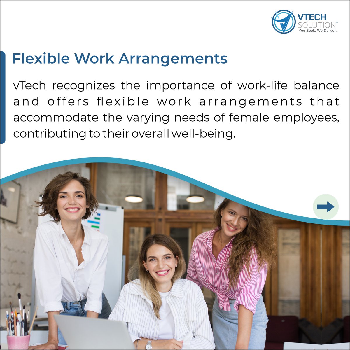 vTech_India's tweet image. Empowering Women, Fueling Innovation! At vTech, we're more than just a workplace – we're a supportive community that fosters growth and celebrates diversity. 

#Innovation #womenatwork #workrule #vtech