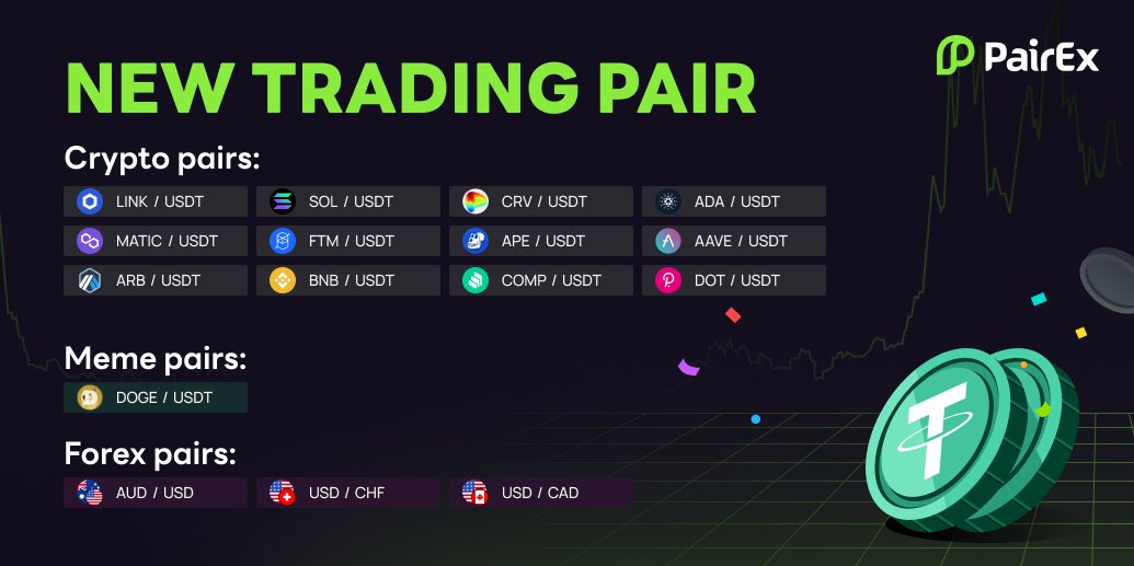 🎉 Big News Unveiled! 🎉 Embark on an expedition into boundless trading opportunities through PairEx! 🌐 Our platform has just broadened its horizons to accommodate an exciting array of fresh trading pairs!

💱 Cryptocurrency Duos:
🔹 LINK/USDT
🔹 MATIC/USDT
🔹 ARB/USDT
🔹