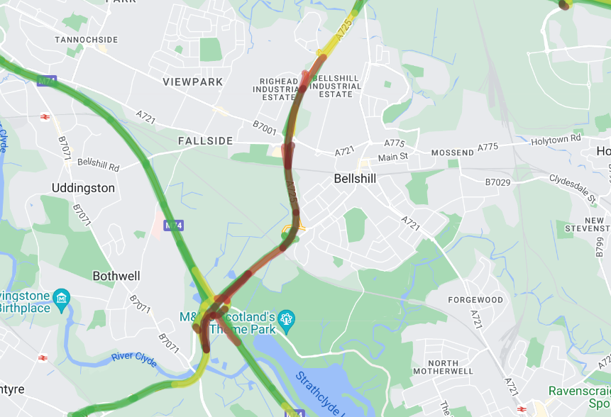 NEW ❗⌚16:46 #A725 Bellshill Bypass The Northbound carriageway is congested at the moment. Travel time is 11 minutes above usual. @SWTrunkRoads