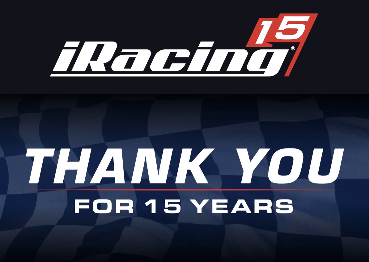#iRacing cumple 15 años del lanzamiento del mismo y 20 años desde que se fundo la marca  y para celebrarlo va a conceder créditos a todos los miembros que estén en activo el día 26 de agosto.
 En ese mismo día, van a dar 1$ por cada año que este la cuenta activada