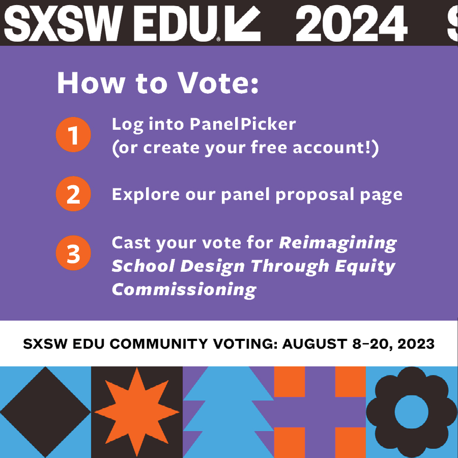 bric_arch's tweet photo. Have you voted yet? There's still time to tell @SXSWEDU that you want to learn more about #EquityCommissioning at #SXSWEDU

Use the link below to cast your vote for Ecx!
➡️ https://t.co/ovtaSSwVmc ⬅️ https://t.co/kEH1edMoDt