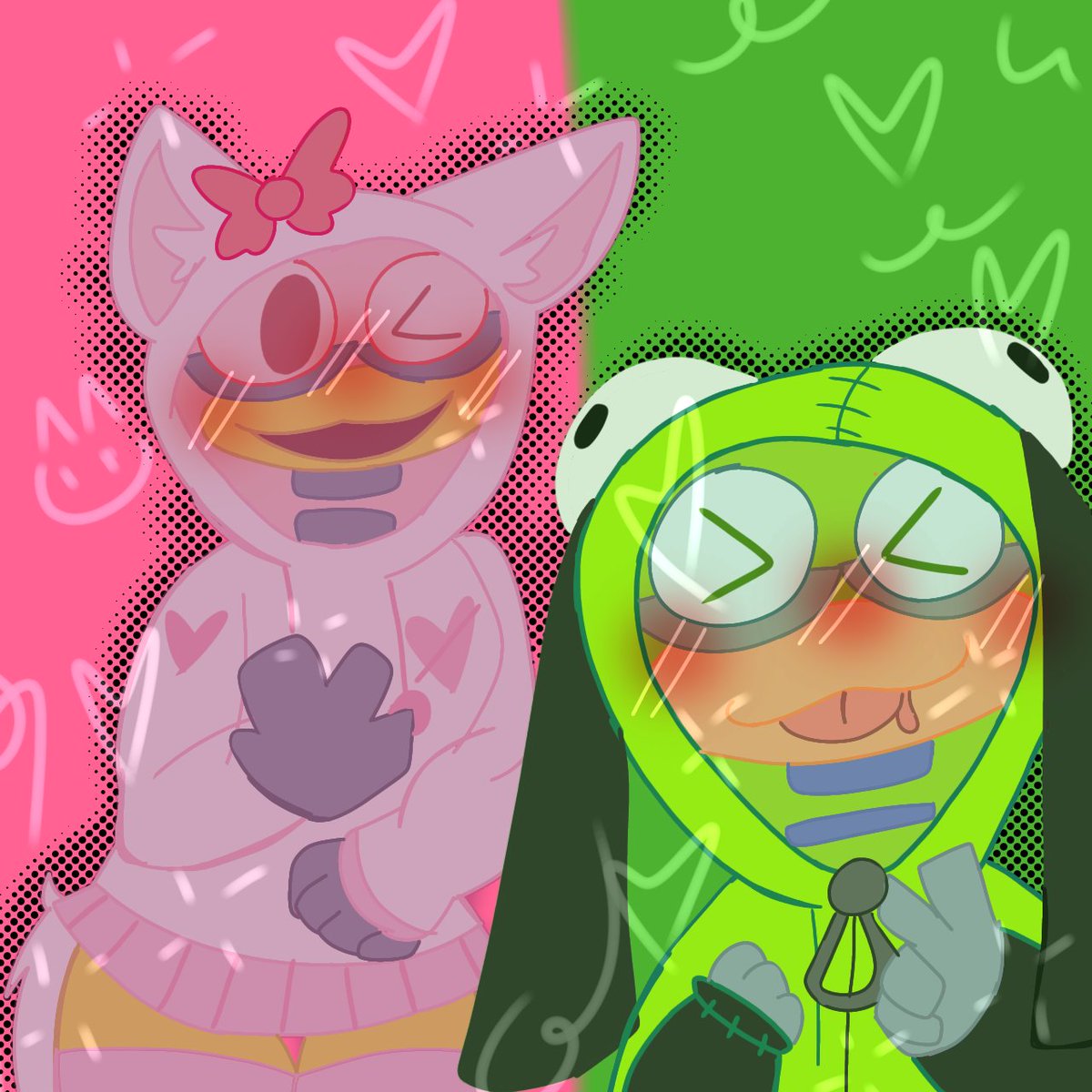 Lemy_Chimey's tweet photo. Common wubbox wearing a cat hoodie and Rare wubbox wearing Gir hoodie {I think my motivation is coming back} #Wubbox #RareWubbox https://t.co/dPSwjfy6pu