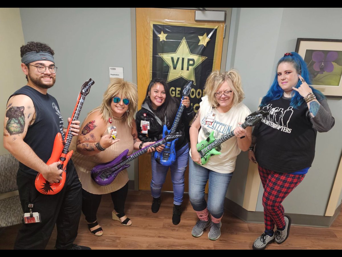 For staff Appreciation Week, we went with a “Rock and Roll” theme because our team absolutely ROCKS!

Here is a photo from our dress like a rockstar day:

#iuhpappreciationchallenge23 @IUHealthPhys