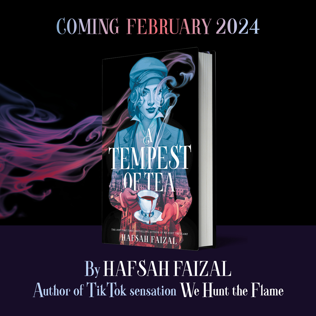 Feast your eyes on the cover of A Tempest of Tea, the must-read fantasy of 2024 by @hafsahfaizal Don’t miss this heart-pounding read filled with secrets, a high-stakes heist . . . and a dark underworld of vampires. Pre-order now: waterstones.com/book/a-tempest…