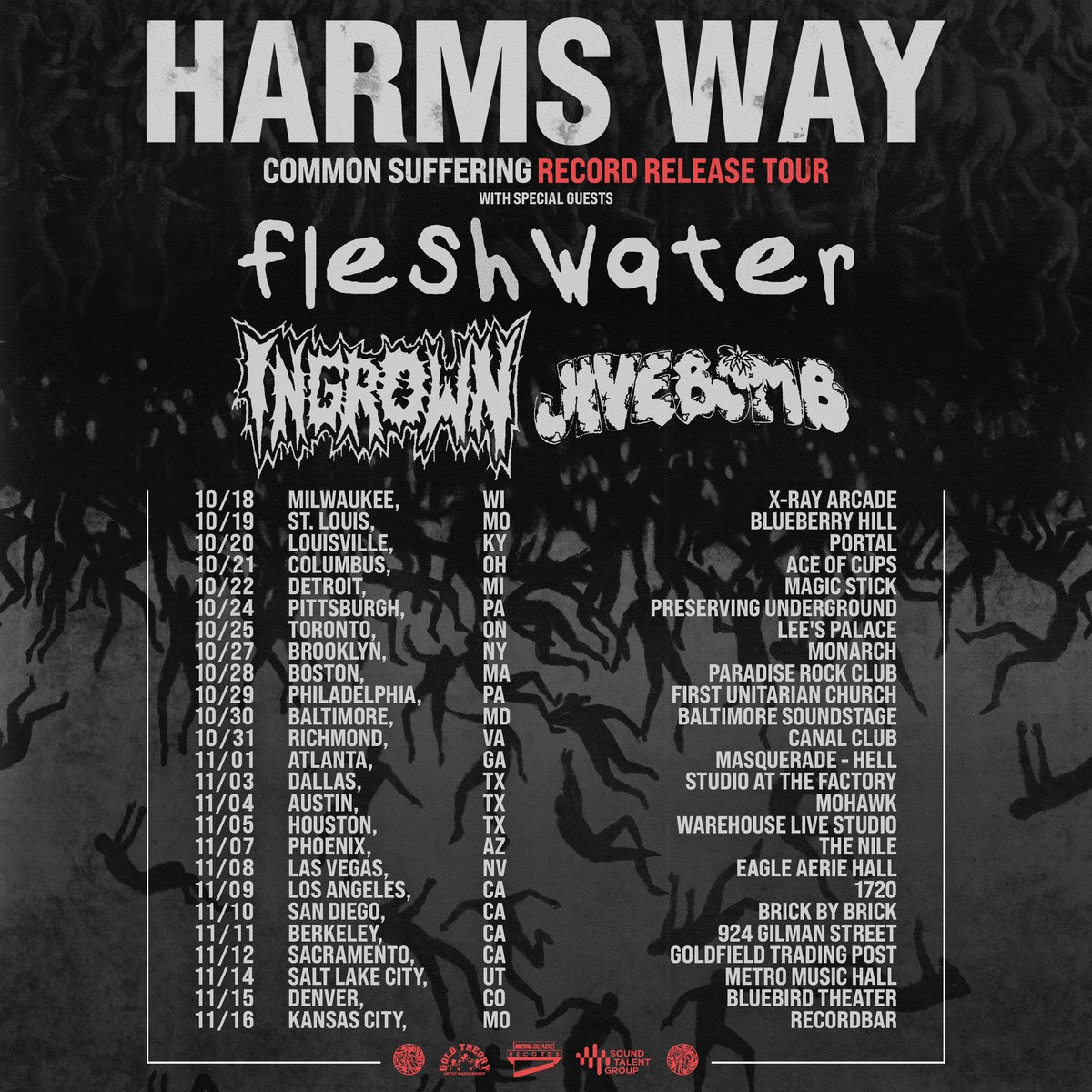 On tour this fall with our friends in Harm’s Way, Ingrown and Jivebomb. Tickets on sale Friday at 10am est at fleshwater.fm