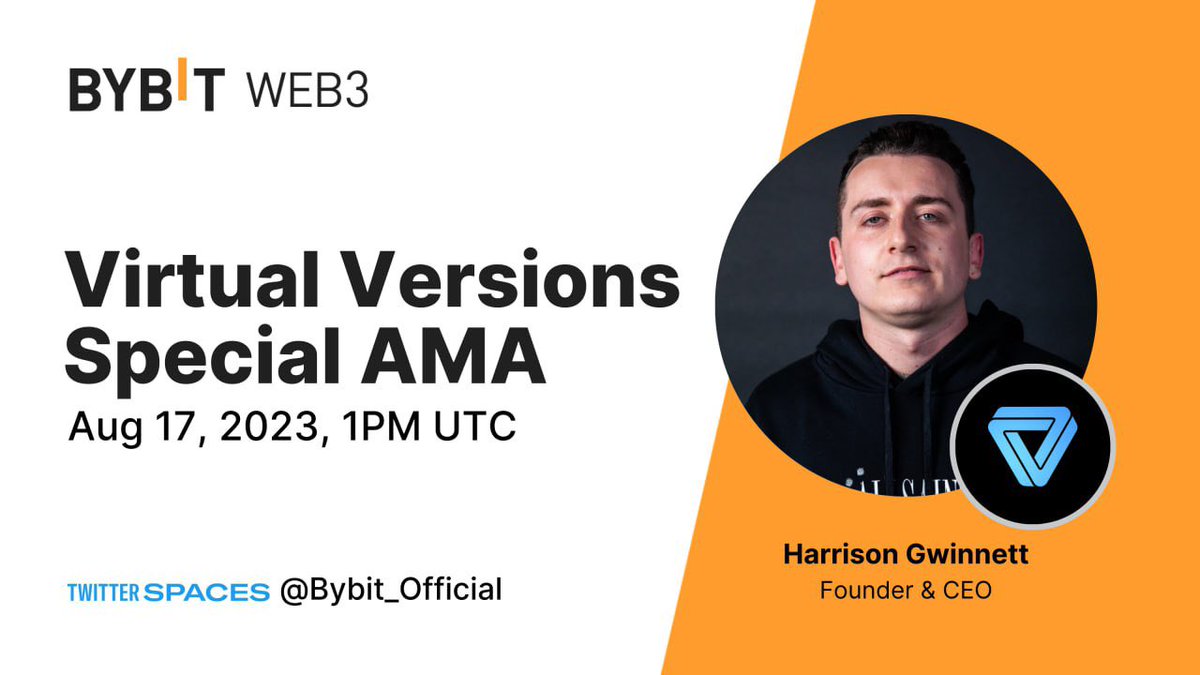 Bybit_Official's tweet photo. 🔥#Bybit X Spaces AMA with 
@virtualversions! 

Learn how VV lets you own your data and social identity with a decentralized AI digital twin. 👯‍♀️👯

🗓 Aug 17, 1PM UTC 

📲 Stay tuned: https://t.co/PzOICCoiA9 
👉 Submit your question here:
https://t.co/yqyyriLq7L

#TheCryptoArk https://t.co/G8F4IunxIg