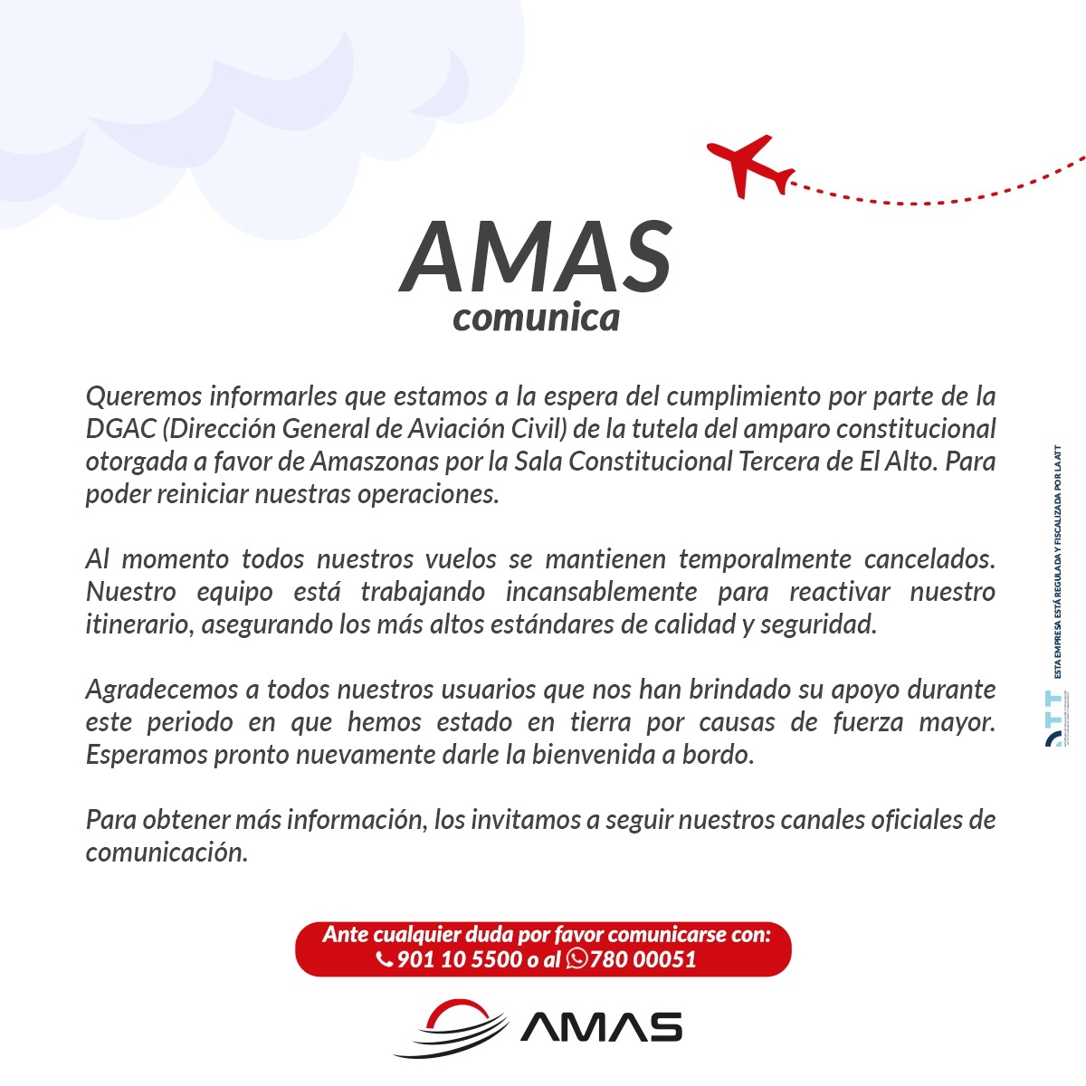 amas_aerolinea's tweet photo. #Comunicado #Amas https://t.co/52GtJDAfls