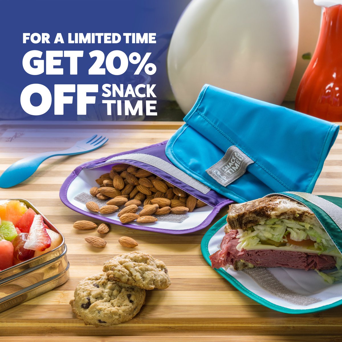 Back to school calls for snacks on the go. Take 20% off Snack Time rePETe bags, made from 100% recycled fabric, 100% carbon emission offset, and created to replace over 1800 single-use bags in its lifetime, so you can snack sustainably!

Shop now: tinyurl.com/y4f8vw9a