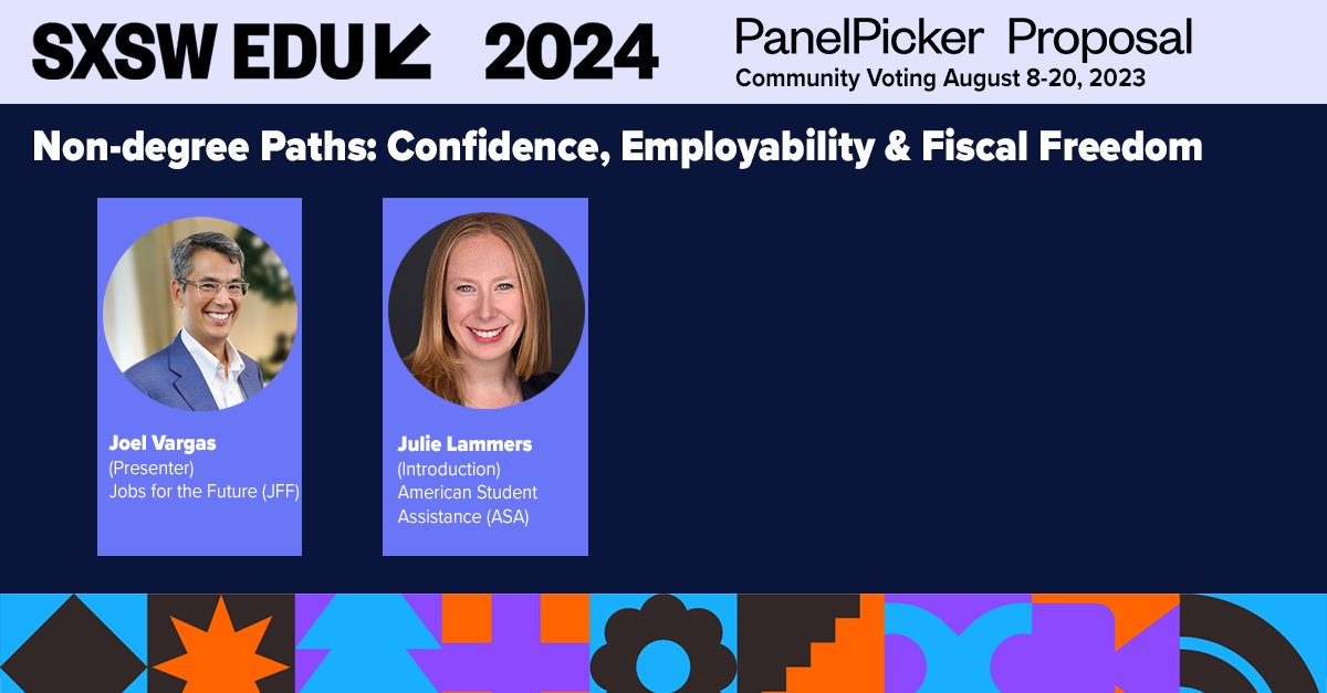 📊🚀 Non-degree pathways can open a world of possibilities for young people.  

Vote in the #SXSWEDU #PanelPicker &amp; uncover groundbreaking research on the benefits of diverse pathways &amp; how they serve the workforce!
➡️bit.ly/3DNTHJ7