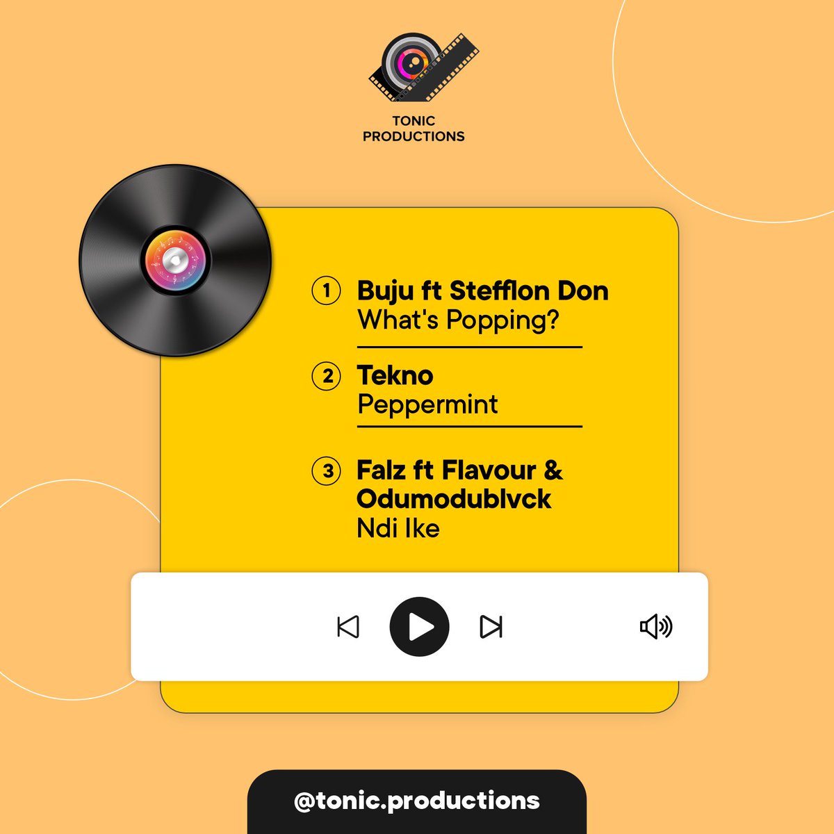 tonicexpression's tweet photo. 🎶 Music pick for the week

Turn up this new week by checking out these jams. 

These songs were carefully selected to keep you on Vibe Mode this week.

#TonicProductions • Dollar • 2m naira • Lekki • Illorin https://t.co/pJQxaHZx0B