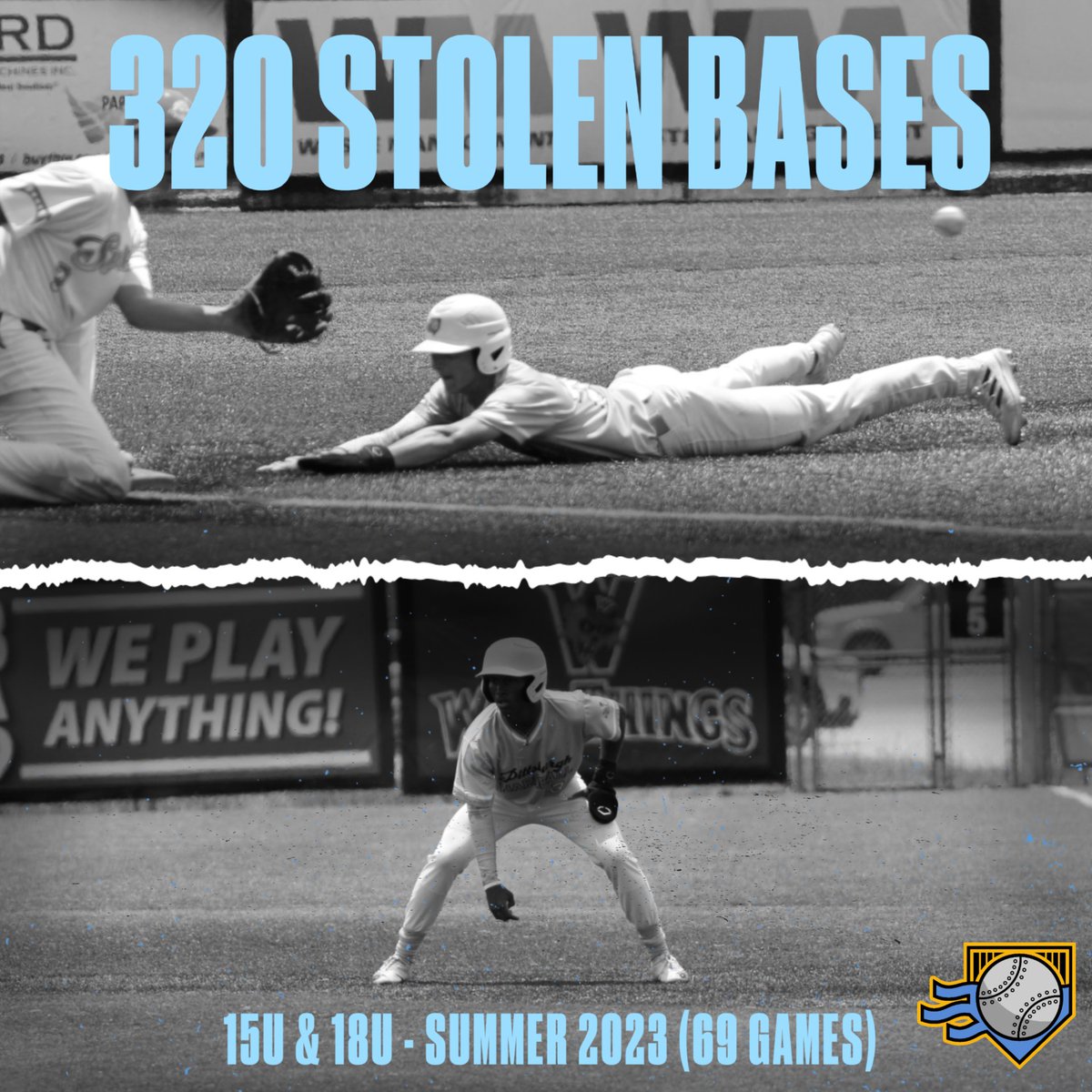 Our guys train hard in the offseason with <a href="/210ths/">2Tenths Speed & Agility</a> &amp; <a href="/BlazeSportsPer1/">Nate Blazevich</a>, and the results showed - 320 stolen bases between our 15U &amp; 18U teams this summer! Leaderboard:
▪️47 - <a href="/helwich_m/">Chad M Helwich Jr</a>
▪️29 - Caleb Myers
▪️23 - <a href="/SmithJorden0/">jorden</a>
▪️19 - <a href="/Lbollinger_22/">Logan</a>
▪️18 - <a href="/rpeytonford/">Peyton Ford</a> &amp; <a href="/BBREEZY1206/">BBREEZY</a>